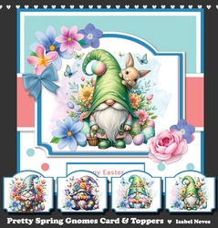 Pretty Spring Gnomes Card & Toppers Set ~ Easter, Birthday, Mothers Day, Thank You etc