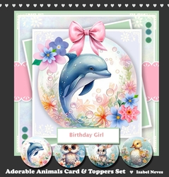Adorable Animals Card & Toppers Set