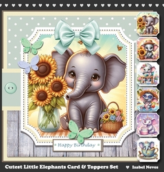 Cutest Little Elephants Card & Toppers Set