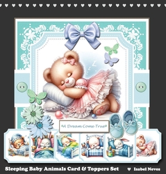 Sleeping Baby Animals Card & Toppers Set