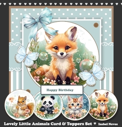 Lovely Little Animals Card & Toppers Set