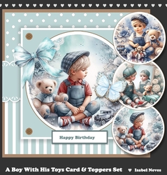 A Boy With His Toys Card & Toppers Set