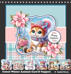 Cutest Winter Animals Card & Toppers Set