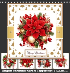 Elegant Christmas Card and Toppers Set