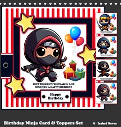 Birthday Ninja Card & Toppers Set