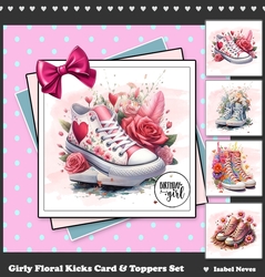 Girly Floral Kicks Card & Toppers Set
