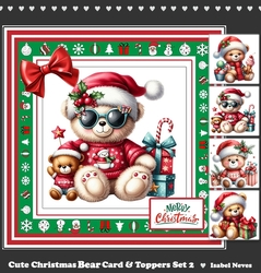 Cute Christmas Bear Card & Toppers Set