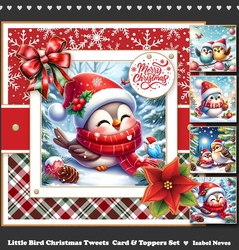 Little Bird Christmas Tweets Card & Toppers Set