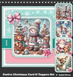 Festive Christmas Card & Toppers Set