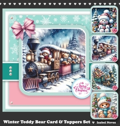 Winter Teddy Bear Card & Toppers Set