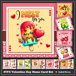 Set of Five Adorable Valentine Meme Cards