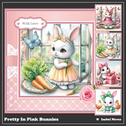 Pretty In Pink Bunnies Card & Toppers Set