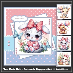 Too Cute Baby Animals Card & Toppers Set
