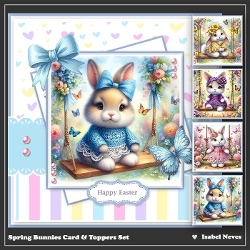 Spring Bunnies Card And Toppers Set