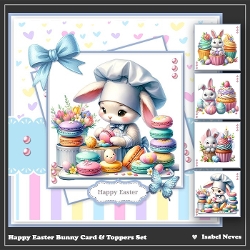Happy Easter Bunny Card And Toppers Set
