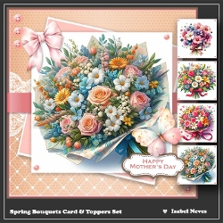 Spring Bouquets Card & Toppers Set