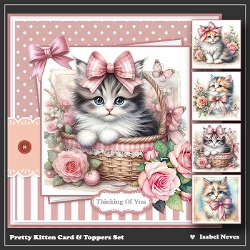 Pretty Kitten Card & Toppers Set