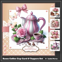 Roses Coffee Cups Card And Toppers Set