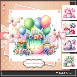 Cake, Gits, Balloons Toppers Set
