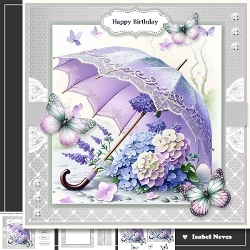 Umbrella, Flowers And Butterflies