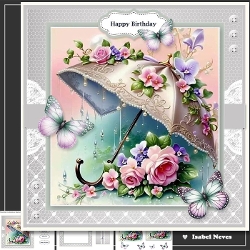 Umbrella, Flowers And Butterflies 2