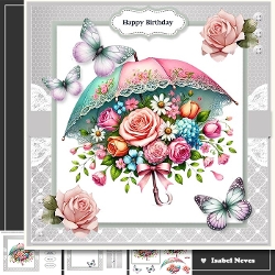 Umbrella, Flowers And Butterflies 3