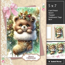 Christmas Stocking Floral Bear