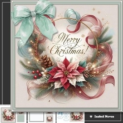 Poinsettia Christmas Wishes Scene
