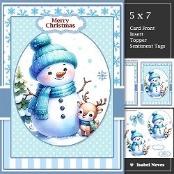 Pretty Blue Christmas Snowman Friends