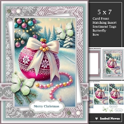 5x7 Beautiful Pink Christmas Bauble
