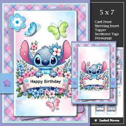 5x7 ~ Stitch Birthday Wishes