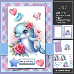 5x7 ~ Cute Dolphin Birthday Wishes