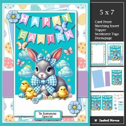 5x7 ~ Happy Easter Rabbit And Chicks
