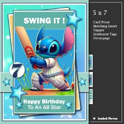 cup1423424_2073 - 5x7 ~ Swing It ~ Birthday All Star ~ Cricket