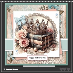 6x6 ~ Roses Books And Crown