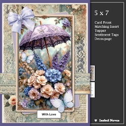5x7 ~ Flowers Lace Butterfly Umbrella