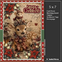 5x7 ~ Festive Deer And Mouse