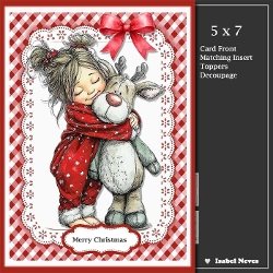 cup1456325_2073 - 5x7 ~ Cute Christmas Reindeer Hug