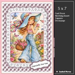 cup1456672_2073 - 5x7 ~ Cute Country Flower Basket Girl