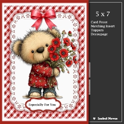 5x7 ~ Cute Flower Bouquet Bear
