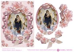 Religious Virgin Mary, Jesus and Angels Decoupage Card Front