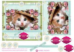 Pretty Spring Kitten Card Front with Decoupage