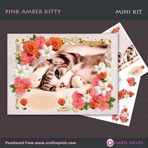 Pink Amber Kitty Decoupage Card Front