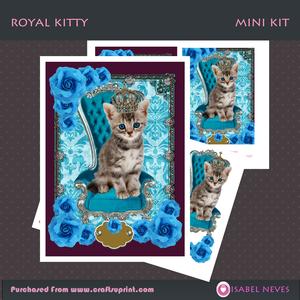 Royal Blue Kitty Decoupage Mini Kit