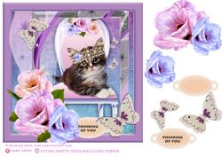 Sitting Pretty Kitten Decoupage Card Topper