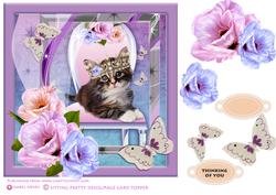 Sitting Pretty Kitty Decoupage Card Topper 2
