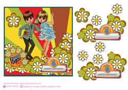 Groovey Funky Party Decoupage Card Topper