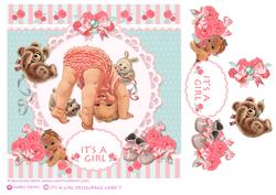 It's a Girl Decoupage Card Front