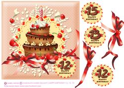 Happy Birthday Age 12, 13, 15 Card Front