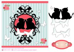 Cameo Kitty Love Decoupage Card Front